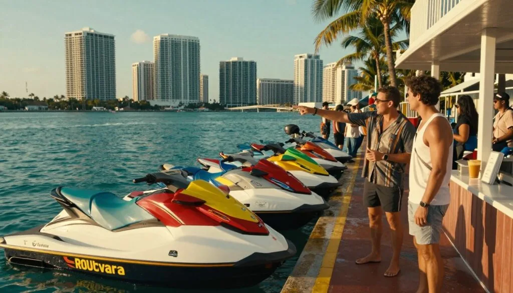 Chiratidziro chine simba chenzvimbo dzekurenda dzejet ski muMiami, chinoratidza kiosk ine ruzha ine jet skis dzine mavara akarongwa pamucheto wemvura. Kumberi, vanhu vaviri vakapfeka zvipfeko zvezhizha zvisina kujairika, vachikurukura nemufaro sarudzo dziri pakiosk, mumwe achinongedzera kumvura. Nzvimbo yepakati ine jet skis dzakanaka, dzinopenya dzakagadzirira kushanya, mavara adzo akajeka achipesana nemvura ine ruvara rwakajeka. Kumashure kunoratidza denga reMiami, rakazadzwa nezuva regoridhe, nemiti yemichindwe ichizunguzika zvinyoro nyoro mumhepo. Mhepo ine simba uye inokwezva, yakakodzera vanofarira mitambo yemumvura. Mufananidzo unofanirwa kuva nehunhu hwemifananidzo, chiedza chemafirimu, uye magadzirirwo akanyatsotsanangurwa, anoratidzwa mu8k resolution. Chiratidziro chine simba chenzvimbo dzekurenda dzejet ski muMiami, chinoratidza kiosk ine ruzha ine jet skis dzine mavara akarongwa pamucheto wemvura. Kumberi, vanhu vaviri vakapfeka zvipfeko zvezhizha zvisina kujairika, vachikurukura nemufaro sarudzo dziri pakiosk, mumwe achinongedzera kumvura. Nzvimbo yepakati ine jet skis dzakanaka, dzinopenya dzakagadzirira kushanya, mavara adzo akajeka achipesana nemvura ine ruvara rwakajeka. Kumashure kunoratidza denga reMiami, rakazadzwa nezuva regoridhe, nemiti yemichindwe ichizunguzika zvinyoro nyoro mumhepo. Mhepo ine simba uye inokwezva, yakakodzera vanofarira mitambo yemumvura. Mufananidzo unofanirwa kuva nehunhu hwemifananidzo, chiedza chemafirimu, uye magadzirirwo akanyatsotsanangurwa, anoratidzwa mu8k resolution.