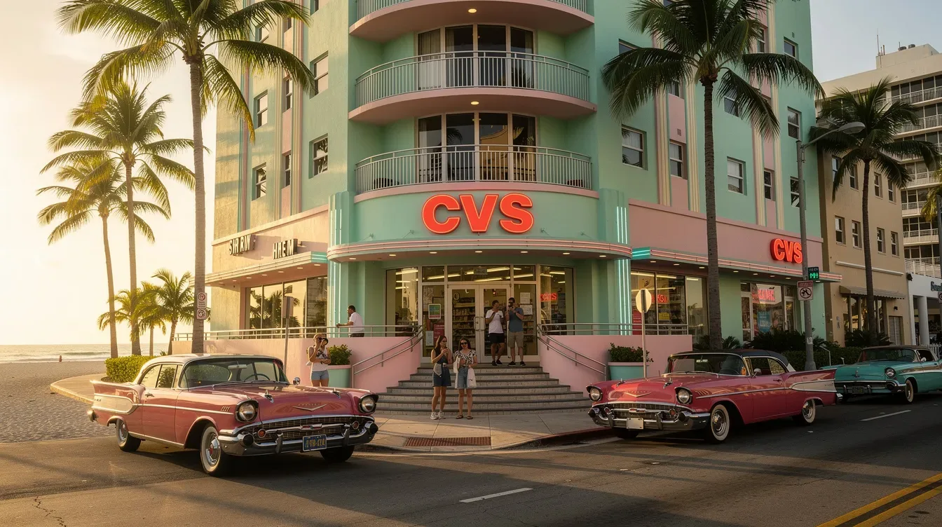 Mufananidzo wacho unoratidza Sun Ray Apartments paOcean Drive muMiami Beach, nzvimbo inozivikanwa kubva mubhaisikopo reScarface, rinozivikanwa nechiitiko chechainsaw chine mukurumbira. Nhasi, Art Deco façade ichiri chiratidzo chinozivikanwa, ichikwezva vateveri vaTony Montana nemafirimu ekare, kunyangwe zviitiko zvemukati zvakatorwa kune dzimwe nzvimbo.